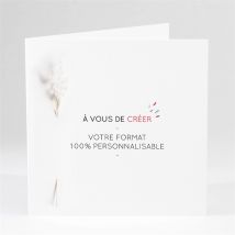 Faire-part mariage Création pliée fleur séchée personnalisable - Couleur Blanc - 13,5 x 13,5 cm - Monfairepart