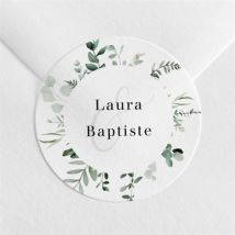 Sticker mariage Végétal personnalisable - Couleur Vert et Blanc - 4 cm - Monfairepart