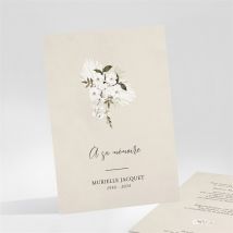 Faire-part décès Bouquet blanc personnalisable - Couleur Beige - 10,5 x 14,5 cm - Monfairepart