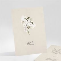 Carte de remerciement décès Bouquet blanc personnalisable - Couleur Beige - 10,5 x 14,5 cm - Monfairepart