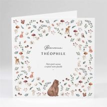 Faire-part naissance Forêt d'automne personnalisable - Couleur Marron - 13,5 x 13,5 cm - Monfairepart