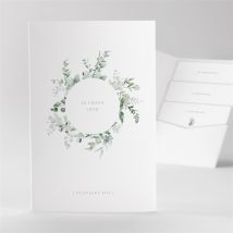 Faire-part mariage Lyrisme pocketfold personnalisable - Couleur Vert et Blanc - 17cm x 11,4cm fermé - Monfairepart