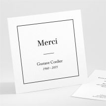 Carte de remerciement décès Classique personnalisable - Couleur Noir, Blanc et Blanc - 9,5 x 9,5 cm - Monfairepart