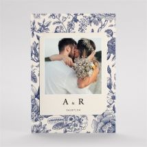 Carte de remerciement mariage Exotique personnalisable - Couleur Bleu et Beige - 14 x 10 cm assemblé - magnet 10 x 8 cm - Monfairepart
