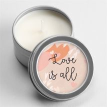Bougie mariage Love is all argent personnalisable - 5 cm, 2,5 cm de hauteur - Monfairepart