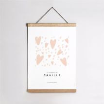 Affiche naissance Jolis cœurs personnalisable - 29,7 x 42 cm - Monfairepart