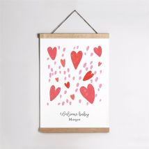 Affiche naissance Cœurs d'amour personnalisable - 29,7 x 42 cm - Monfairepart