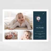Faire-part de baptême Mon Passeport Bapteme magnet personnalisable - Couleur Bleu - 13,8 x 9,5 cm - Monfairepart