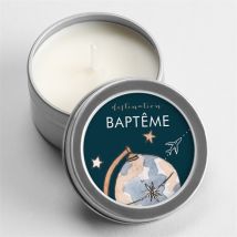 Bougie baptême Mon Passeport Bapteme argent personnalisable - 5 cm et 2,5 cm de hauteur - Monfairepart