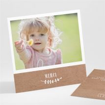 Remerciement baptême Pele mele photo original personnalisable - Couleur Beige et Marron/Kraft - 9,5 x 9,5 cm - Monfairepart