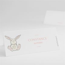 Marque-place baptême Petit Lapin Baptême personnalisable - Couleur Blanc - 9,5 x 4,2 cm - Monfairepart