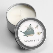 Bougie baptême Farandole marine argent personnalisable - 5 cm et 2,5 cm de hauteur - Monfairepart