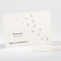 Carte de remerciement décès L'envolée paysage personnalisable - Couleur Beige, Blanc et Gris - 13,8 x 9,5 cm - Monfairepart