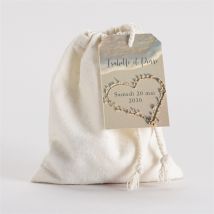 Boîte de dragées mariage Dans le Sable pochon personnalisable - Couleur Beige - 10 cm x 12 cm - Monfairepart