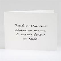Carte de remerciement décès Souvenir portrait plié personnalisable - Couleur Noir, Blanc et Blanc - 14,5 x 10,5 cm fermé - Monfairepart