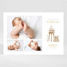 Remerciement baptême Ours marin personnalisable - Couleur Beige, Marron et Blanc - 9,5 x 13,8 cm - Monfairepart