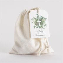 Boîte de dragées communion En Grâce pochon personnalisable - Couleur Vert et Blanc - 10 cm x 12 cm - Monfairepart