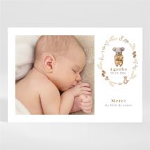 Remerciement naissance Bébé koala personnalisable - Couleur Beige, Marron et Blanc - 9,5 x 13,8 cm - Monfairepart