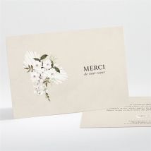 Carte de remerciement décès Bouquet blanc paysage personnalisable - Couleur Beige - 13,8 x 9,5 cm - Monfairepart