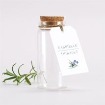 Boîte de dragées mariage Poésie d'Aquarelle Mignonnette - Couleur Vert/Bleu/Blanc - 3,7 cm de diamètre et 8 cm de hauteur - Monfairepart