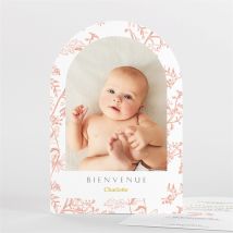 Faire-part naissance Notre Joie arche personnalisable - Couleur Rose/Terracotta - 12 cm x 17,5 cm - Monfairepart