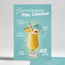 Invitation anniversaire Cocktail tropical 40 ans