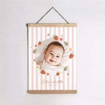 Affiche naissance Fraises acidulées personnalisable - 29,7 x 42 cm - Monfairepart