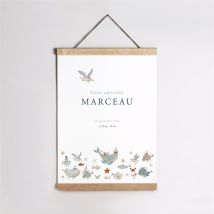Affiche naissance Mon amie la baleine personnalisable - 29,7 x 42 cm - Monfairepart
