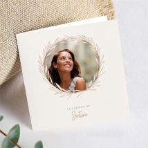 Faire-part de baptême Fille adulte personnalisable - Couleur Rose et Beige - 13,5 x 13,5 cm - Monfairepart