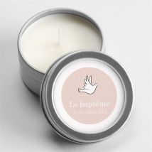 Bougie baptême Petites soeurs argent personnalisable - 5 cm et 2,5 cm de hauteur - Monfairepart