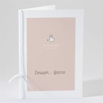 Livret de messe baptême Petites soeurs personnalisable - Couleur Rose et Blanc - 15,2 x 21,5 cm - Monfairepart