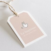 Etiquette baptême Petites soeurs personnalisable - Couleur Rose et Blanc - 4 x 6 cm - Monfairepart