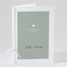 Livret de messe baptême Petits frères personnalisable - Couleur Vert et Blanc - 15,2 x 21,5 cm - Monfairepart