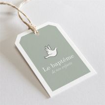 Etiquette baptême Petits frères personnalisable - Couleur Vert - 4 x 6 cm - Monfairepart