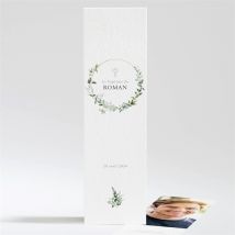 Signet baptême Adulte végétal personnalisable - Couleur Vert et Blanc - 5,4 x 19,4 cm - Monfairepart