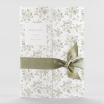 Faire-part mariage Fleuri 2 volets personnalisable - Couleur Vert - 15 cm x 21 cm fermé - Monfairepart