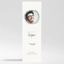 Signet baptême Couronne végétale adulte personnalisable - Couleur Bleu et Beige - 5,4 x 19,4 cm - Monfairepart