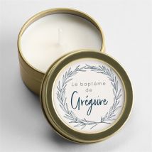 Bougie baptême Couronne végétale adulte or personnalisable - 5 cm et 2,5 cm de hauteur - Monfairepart