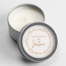 Bougie baptême Fille adulte argent personnalisable - 5 cm et 2,5 cm de hauteur - Monfairepart