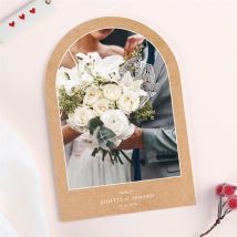 Carte de remerciement mariage Bohème écolo arche personnalisable - Couleur Marron/Kraft - 12 cm x 17,5 cm - Monfairepart