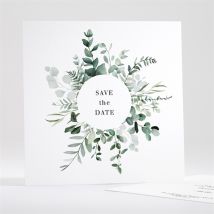 Save the Date mariage Végétal personnalisable - Couleur Vert et Blanc - 13,5 x 13,5 cm - Monfairepart