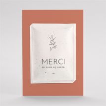 Carte de remerciement mariage Douce Terracotta avec graines personnalisable - Couleur Rouge/Orange - 10 cm x 14,4 cm - Monfairepart