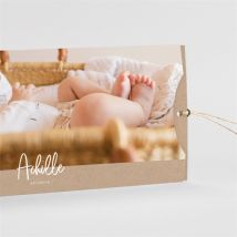Faire-part naissance Kraft garçon pochette personnalisable - Couleur Marron/Kraft - 21 x 10 cm - Monfairepart