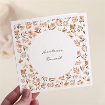Faire-part mariage Motif d'automne personnalisable - Couleur Marron - 13,5 x 13,5 cm - Monfairepart
