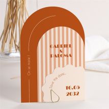 Faire-part mariage Terracotta estival personnalisable - Couleur Orange/Terracotta - 11,5 cm x 17 cm assemblé - Monfairepart