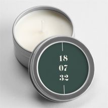 Bougie mariage Vert sauge argent personnalisable - 5 cm et 2,5 cm de hauteur - Monfairepart
