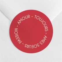 Sticker mariage Orange et fuchsia personnalisable - Couleur Rouge/Rose - 4 cm - Monfairepart