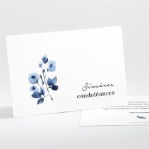Carte de condoléances décès Fleur bleue personnalisable - 13,8 x 9,5 cm - Monfairepart