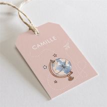 Etiquette baptême Joli Passeport Bapteme personnalisable - Couleur Rose - 4 x 6 cm - Monfairepart