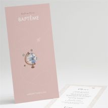 Menu baptême Joli Passeport Bapteme personnalisable - Couleur Rose - 10 x 21 cm - Monfairepart